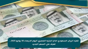 قفزة الريال السعودي أمام الجنيه المصري اليوم الأربعاء 30 يوليو 2025.. تعرف على السعر الجديد